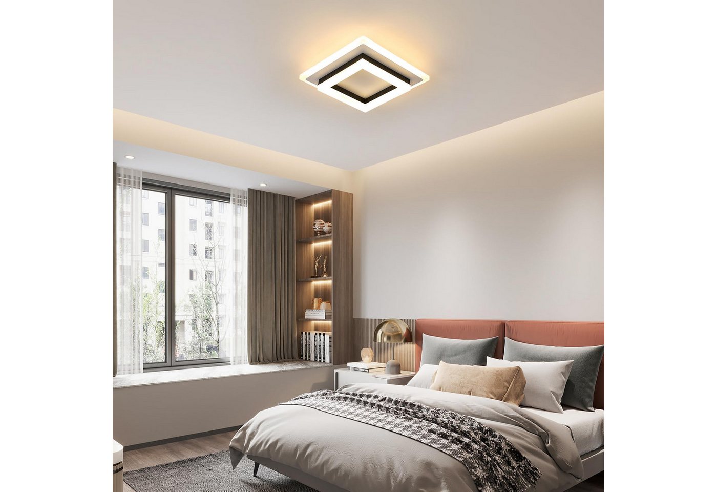 Riserva Deckenleuchten Moderne Quadrat LED Deckenleuchte Schwarz Weiß 24W Warmweiß 3000K – Bild 5 von 5