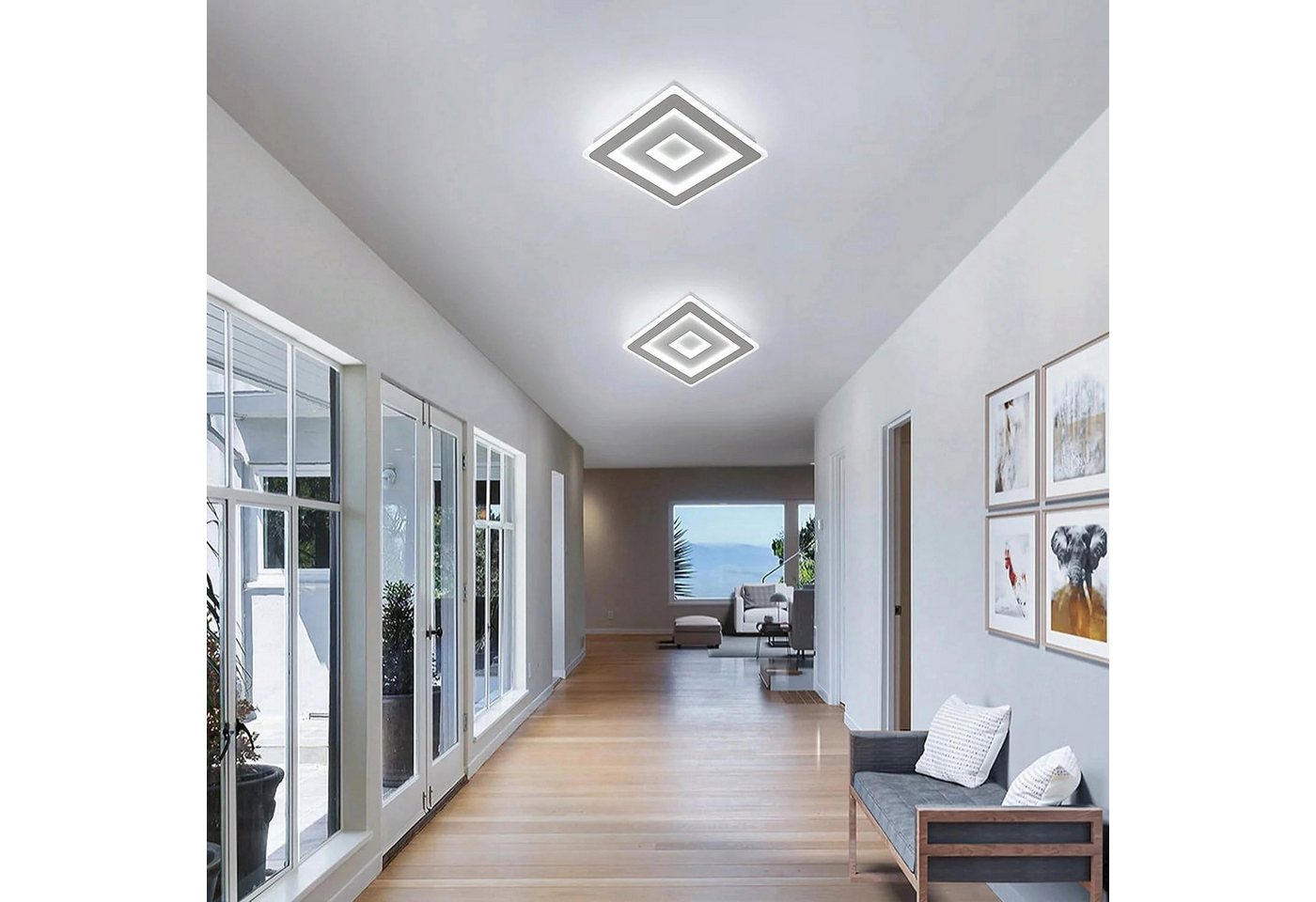 Riserva Deckenleuchten Ultraflache LED Deckenleuchte Quadrat 42W Tagesweiß Acrylglas, LED wechselbar – Bild 3 von 5
