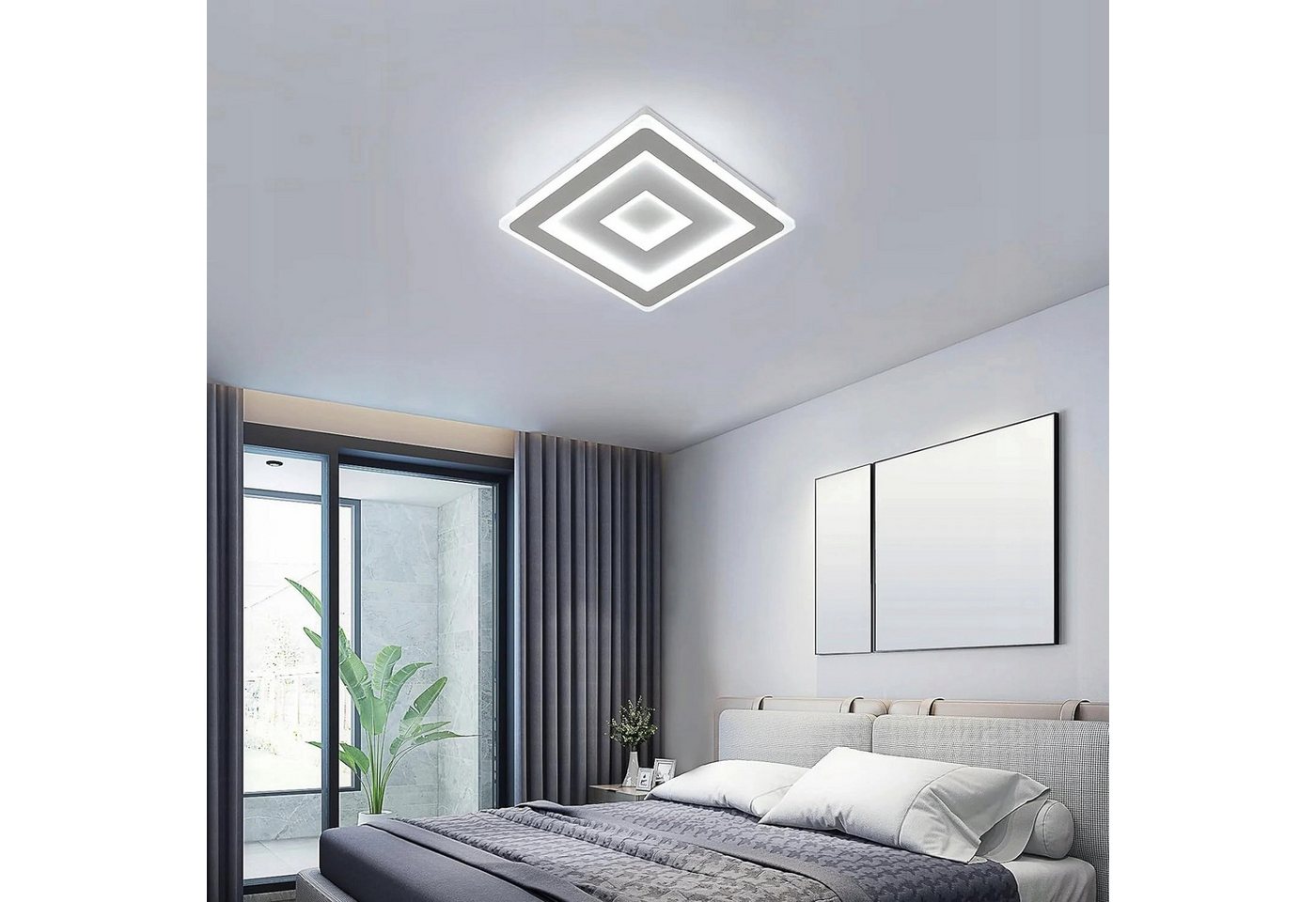 Riserva Deckenleuchten Ultraflache LED Deckenleuchte Quadrat 42W Tagesweiß Acrylglas, LED wechselbar – Bild 4 von 5