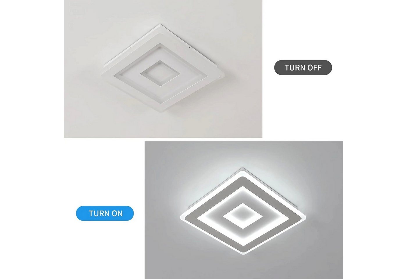 Riserva Deckenleuchten Ultraflache LED Deckenleuchte Quadrat 42W Tagesweiß Acrylglas, LED wechselbar – Bild 5 von 5