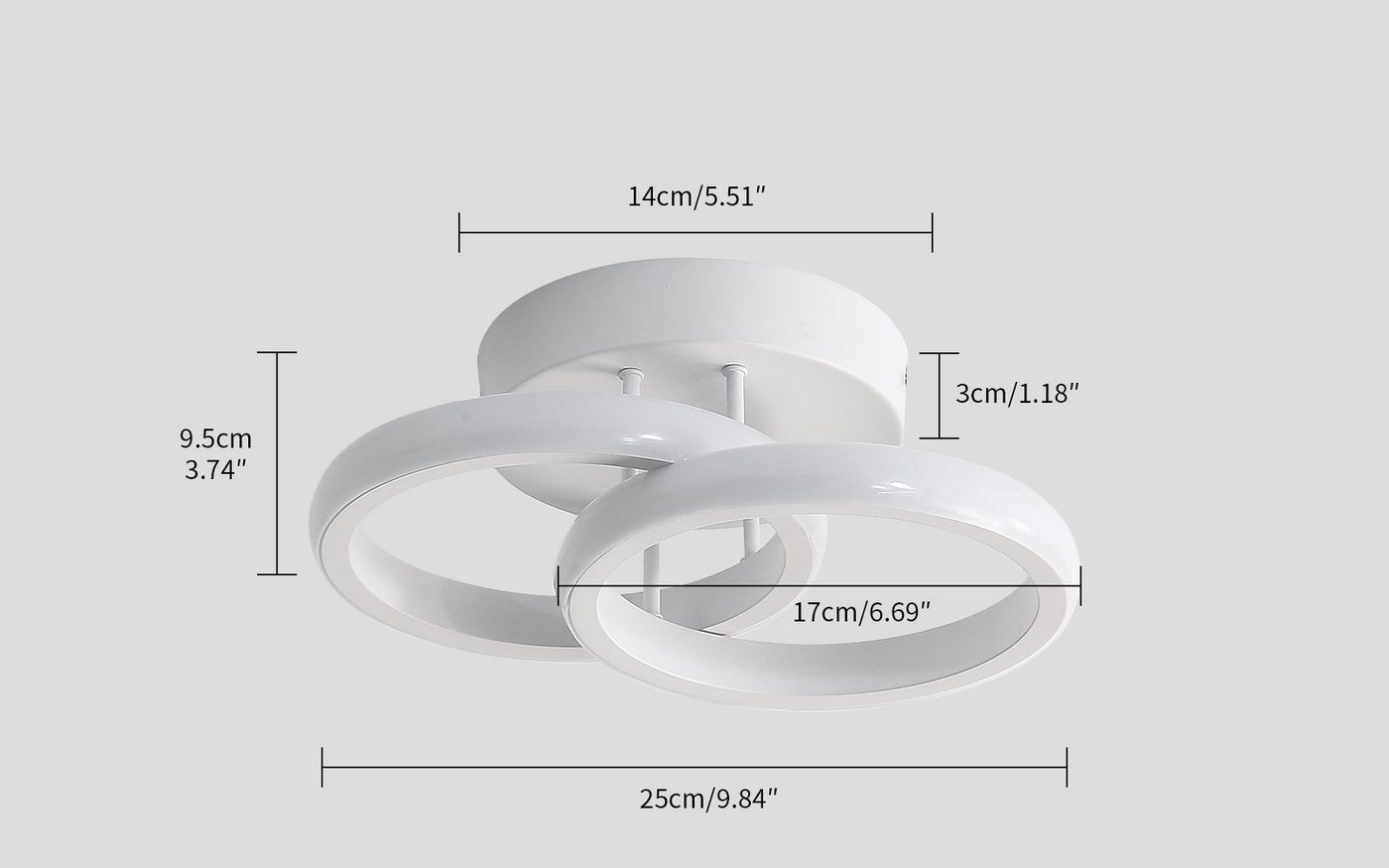 Riserva Dekolicht LED Deckenleuchte Doppelring 22W 6500K Weiß Ø17cm Modern, LED wechselbar, Augenschutzdesign,einfache Installation,für Büros,Flure,Gänge – Bild 2 von 5