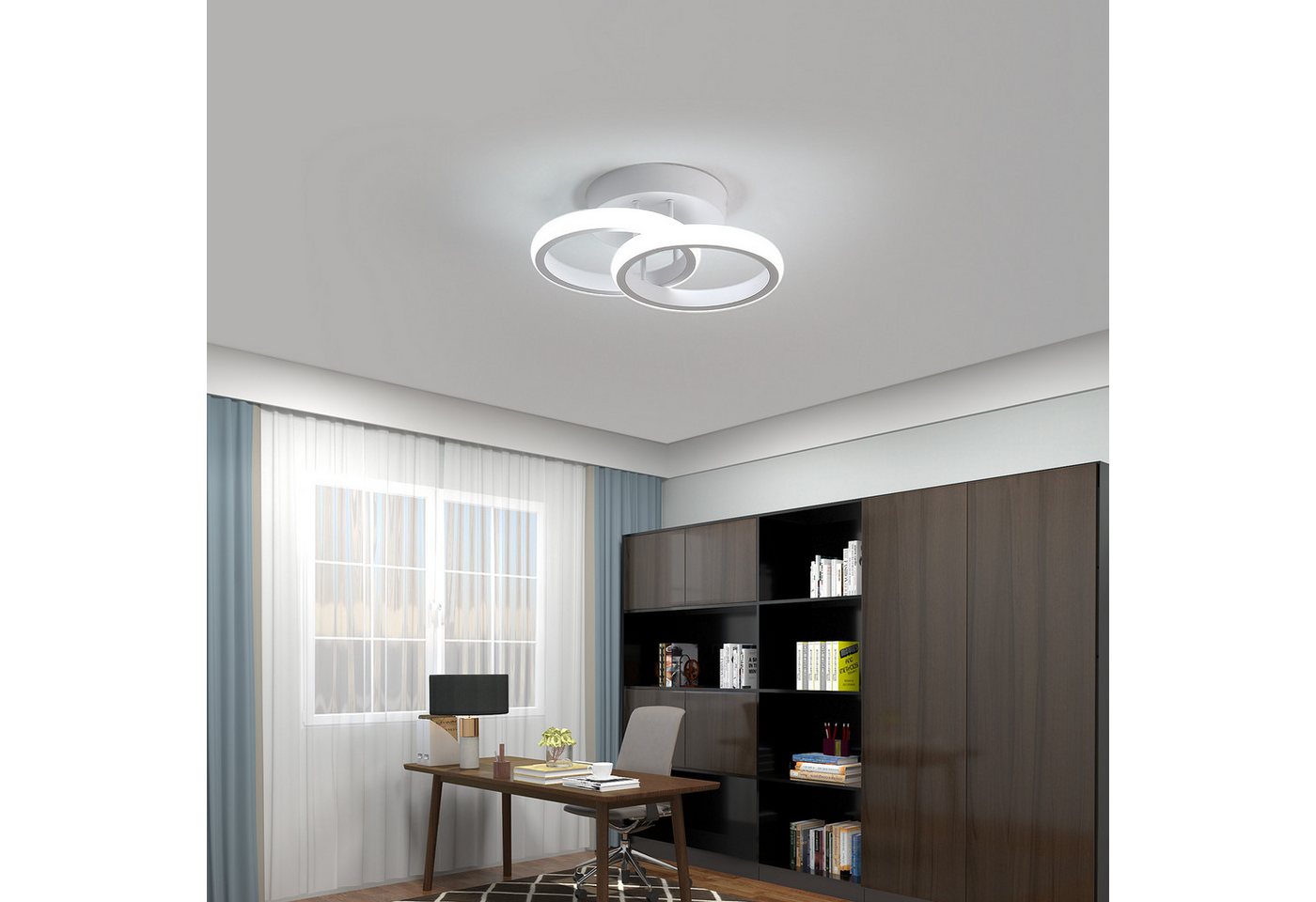 Riserva Dekolicht LED Deckenleuchte Doppelring 22W 6500K Weiß Ø17cm Modern, LED wechselbar, Augenschutzdesign,einfache Installation,für Büros,Flure,Gänge – Bild 4 von 5
