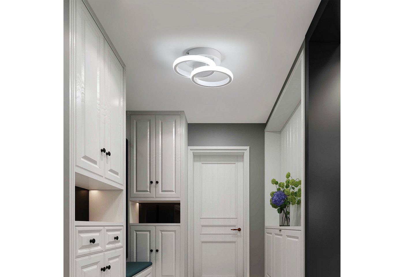 Riserva Dekolicht LED Deckenleuchte Doppelring 22W 6500K Weiß Ø17cm Modern, LED wechselbar, Augenschutzdesign,einfache Installation,für Büros,Flure,Gänge – Bild 5 von 5
