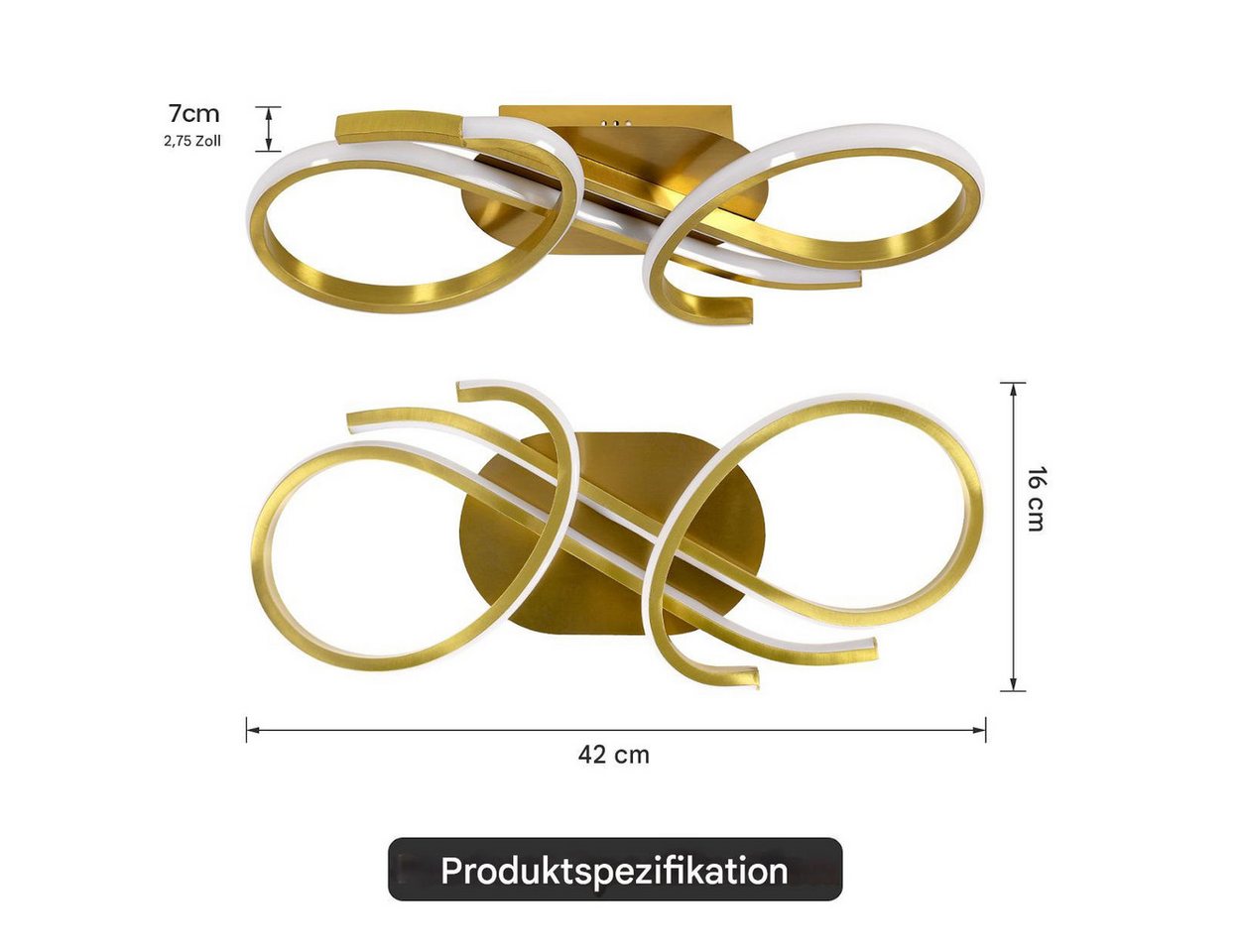 Riserva LED Deckenleuchte Kreative Aluminiumlampe, 36W Deckenlampe, warmes Licht 3000K, LED wechselbar, Augenschutzdesign, energiesparend, für Cafés, Konzertsäl – Bild 2 von 5