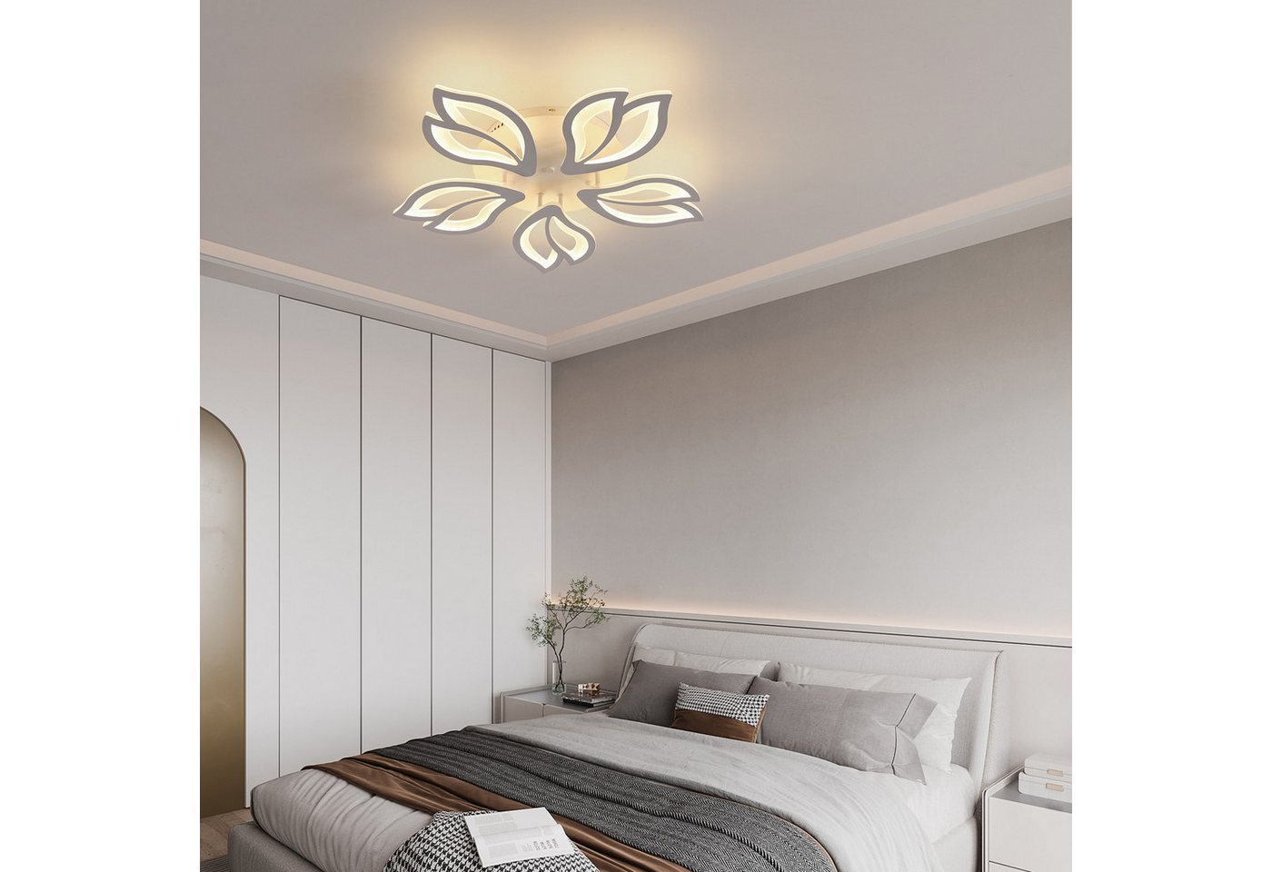 Riserva LED Deckenleuchte LED Deckenleuchte Blume 45W dimmbar mit Fernbedienung, LED wechselbar, Tageslichtweiß, deckenlampe wohnzimmer, led deckenleuchte dimmb – Bild 5 von 5