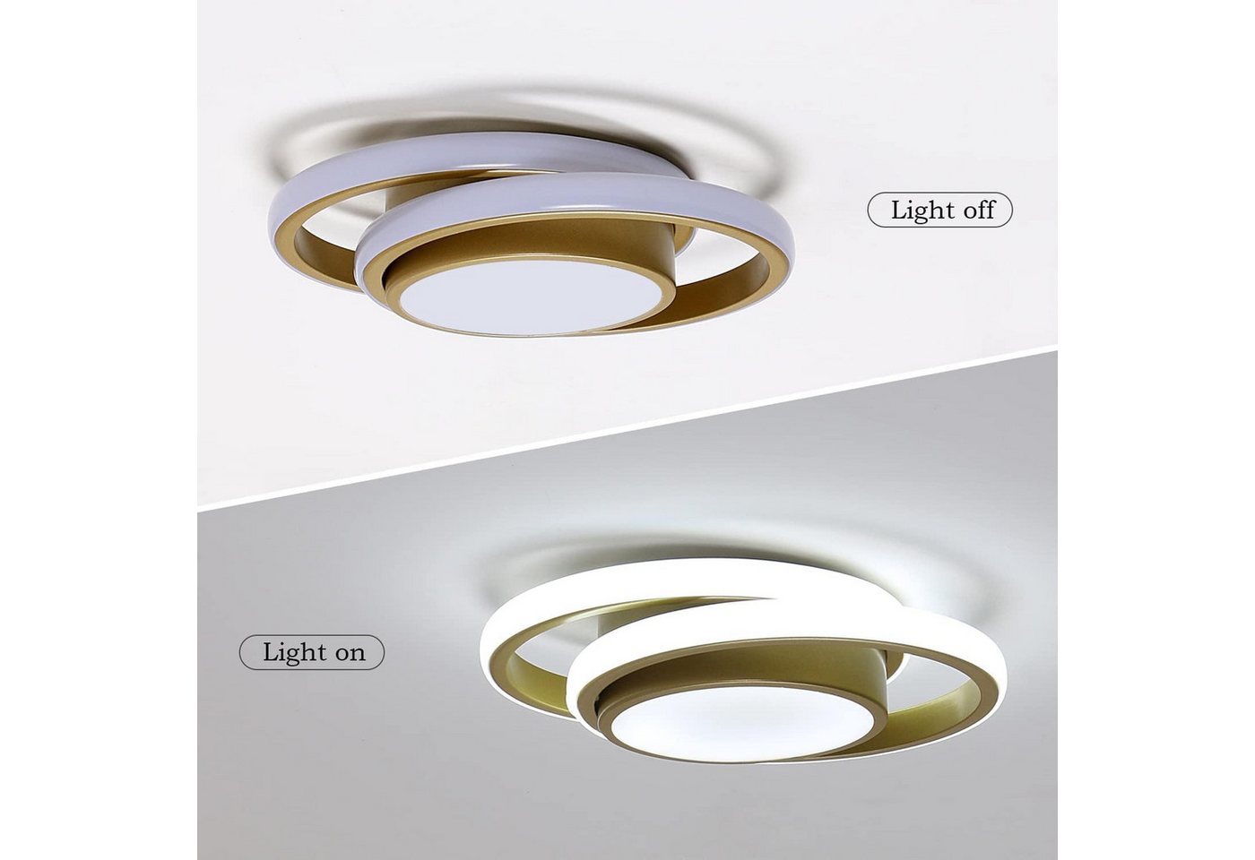 Riserva LED Deckenleuchte LED Deckenleuchte Gold 35W, 27 cm, 6500 K, Doppelring-Design – Bild 2 von 5