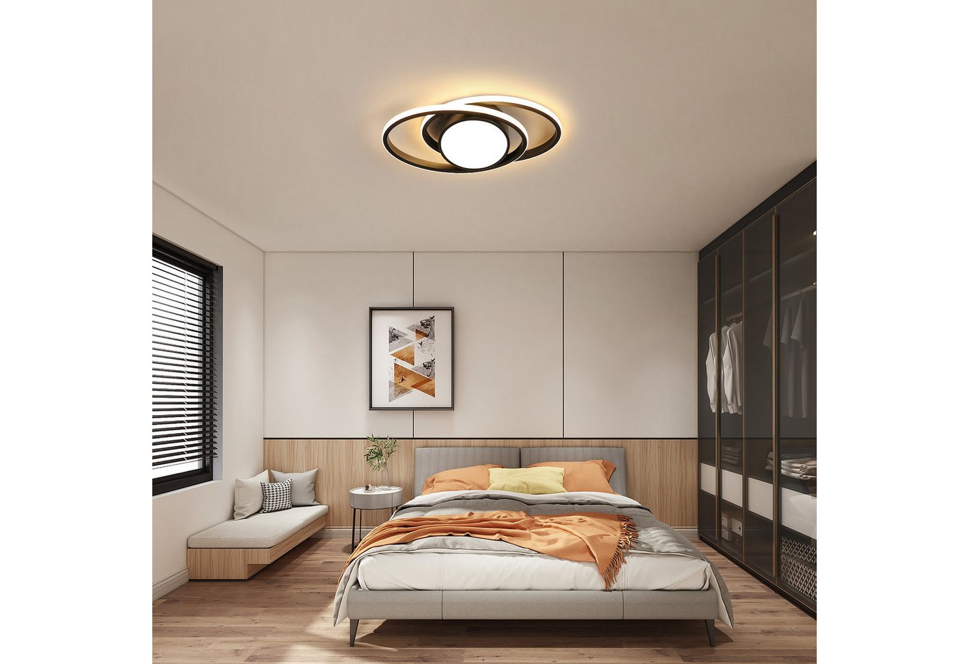 Riserva LED Deckenleuchte LED Deckenleuchte Oval Schwarz 39W Warmweiß 3000K Modern 220V – Bild 4 von 5