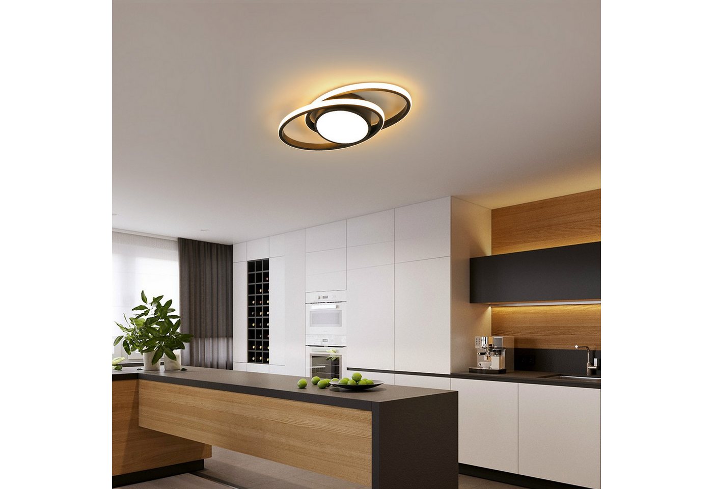 Riserva LED Deckenleuchte LED Deckenleuchte Oval Schwarz 39W Warmweiß 3000K Modern 220V – Bild 5 von 5