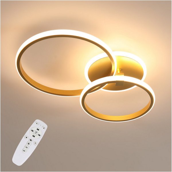 Riserva LED Deckenleuchte LED Deckenleuchte Ringe Gold 56x31cm dimmbar Fernbedienung