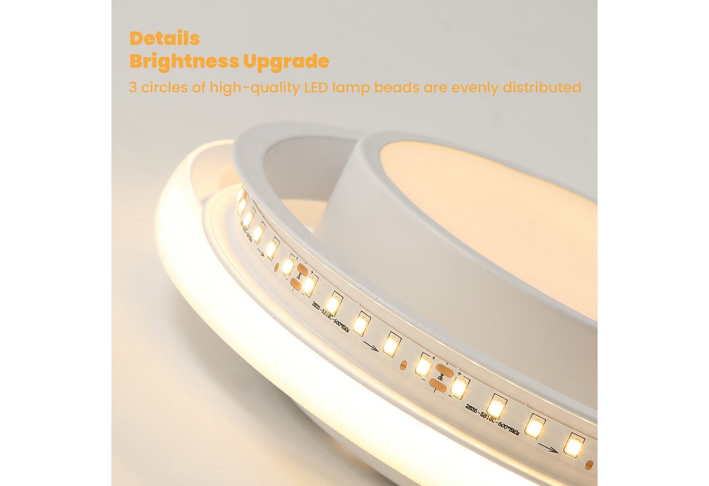 Riserva LED Deckenleuchte LED Deckenleuchte Rund 2er Set 36W Warmweiß 3000K Weiß – Bild 3 von 5
