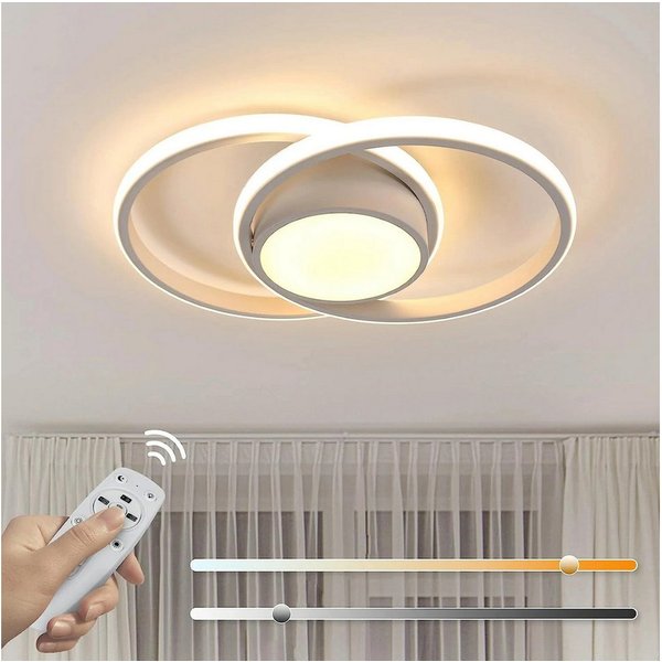 Riserva LED Deckenleuchte LED Deckenleuchte Weiß 40W dimmbar mit Fernbedienung für Wohnzimmer, LED wechselbar