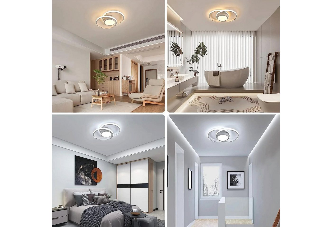 Riserva LED Deckenleuchte LED Deckenleuchte Weiß 40W dimmbar mit Fernbedienung für Wohnzimmer, LED wechselbar – Bild 5 von 5