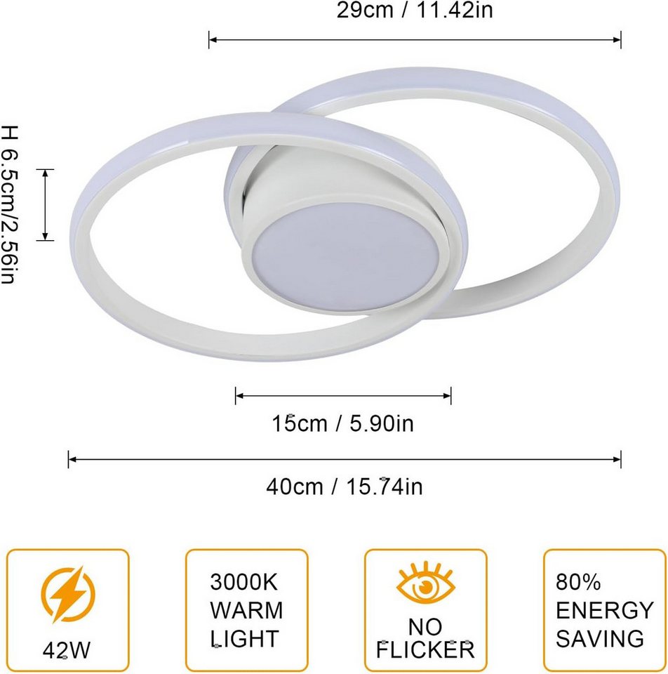 Riserva LED Deckenleuchte LED-Deckenleuchten,runde Deckenleuchten,warmweiße 3000K-Deckenleuchten – Bild 3 von 5