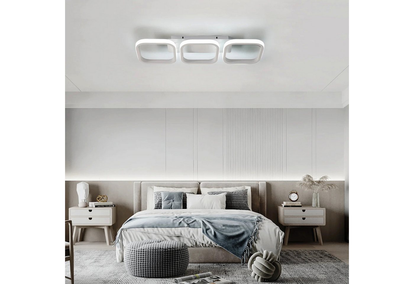 Riserva LED Deckenleuchte Moderne 3-fach Parallele LED Deckenleuchte Weiß 32W 6500K, LED wechselbar – Bild 2 von 5