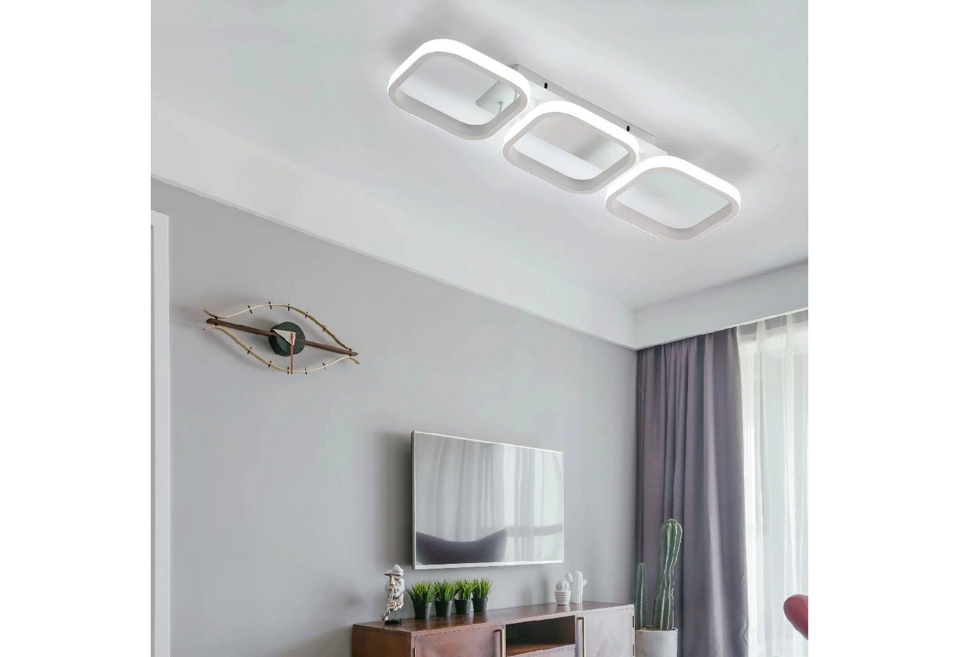 Riserva LED Deckenleuchte Moderne 3-fach Parallele LED Deckenleuchte Weiß 32W 6500K, LED wechselbar – Bild 4 von 5