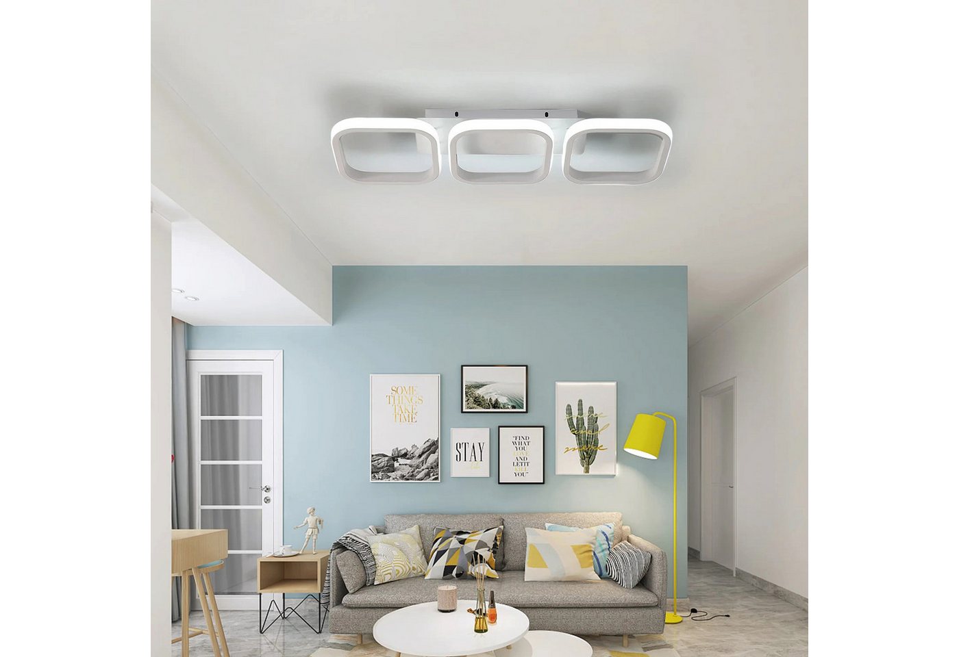 Riserva LED Deckenleuchte Moderne 3-fach Parallele LED Deckenleuchte Weiß 32W 6500K, LED wechselbar – Bild 5 von 5