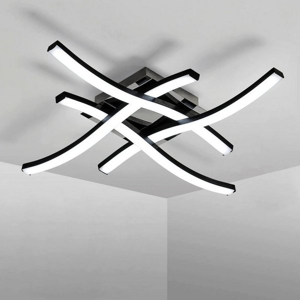 Riserva LED Deckenleuchte Moderne 4-Zacken LED Deckenleuchte Schwarz 24W Weißlicht für Zuhause, LED wechselbar