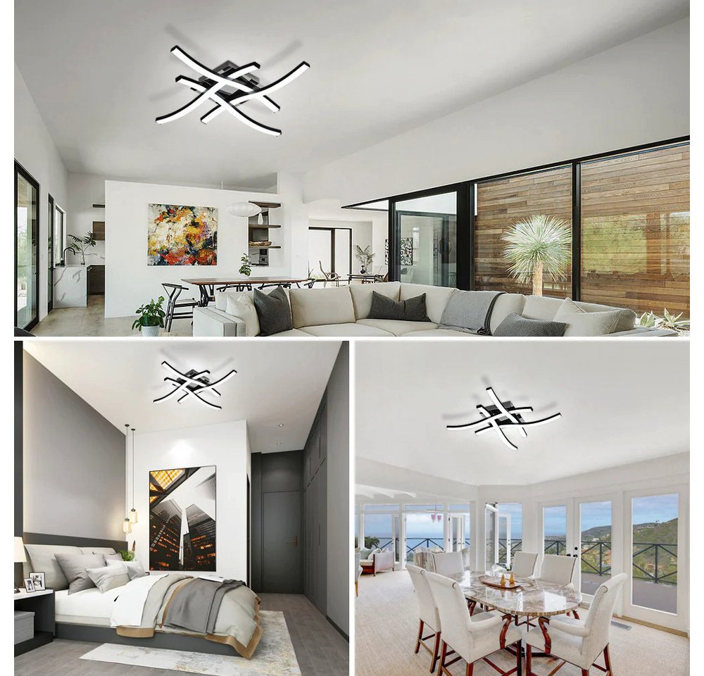 Riserva LED Deckenleuchte Moderne 4-Zacken LED Deckenleuchte Schwarz 24W Weißlicht für Zuhause, LED wechselbar – Bild 2 von 5