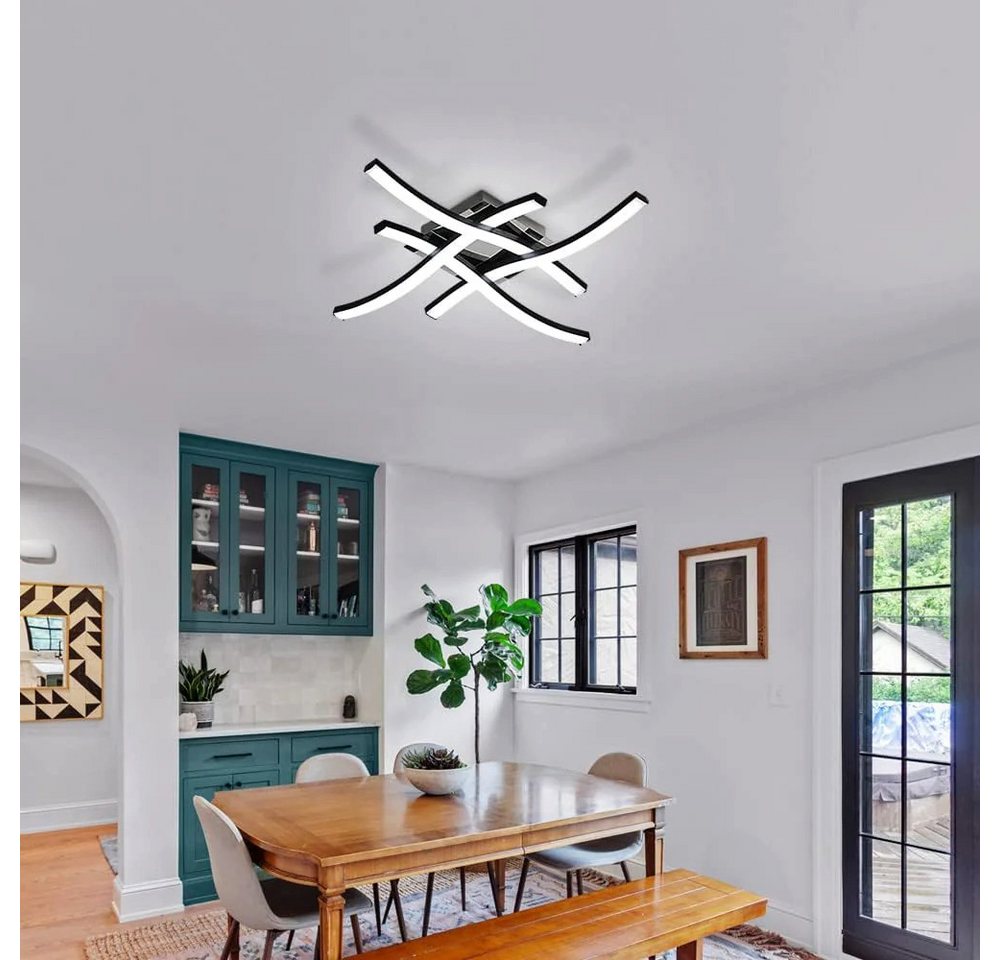 Riserva LED Deckenleuchte Moderne 4-Zacken LED Deckenleuchte Schwarz 24W Weißlicht für Zuhause, LED wechselbar – Bild 3 von 5