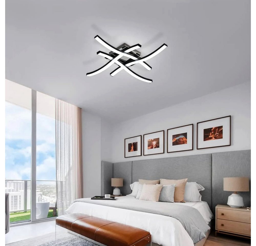 Riserva LED Deckenleuchte Moderne 4-Zacken LED Deckenleuchte Schwarz 24W Weißlicht für Zuhause, LED wechselbar – Bild 4 von 5