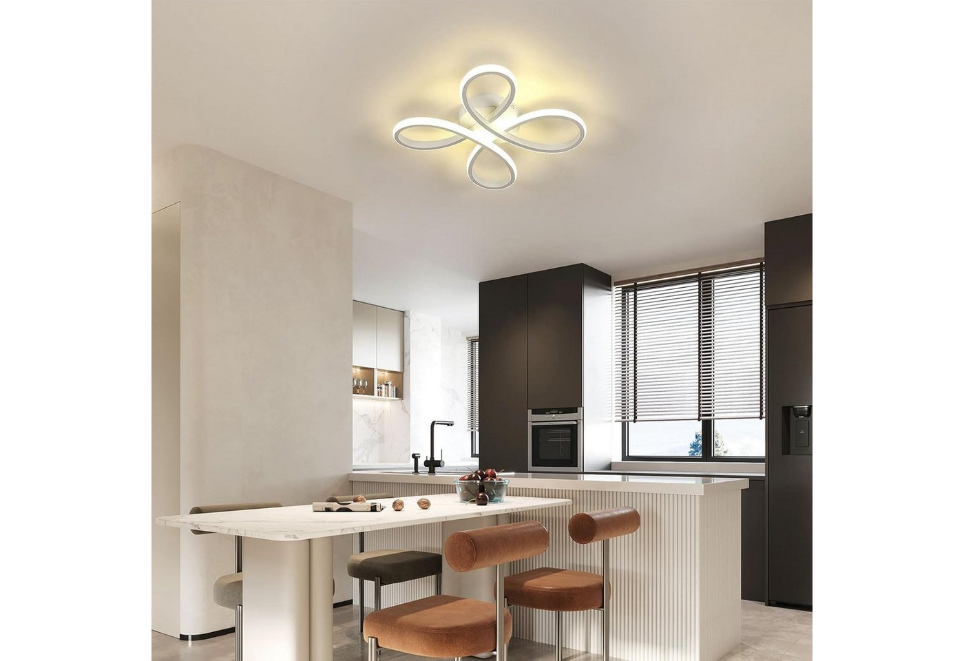 Riserva LED Deckenleuchte Moderne Blumen LED Deckenleuchte Weiß 30W Neutralweiß 4000K, LED wechselbar – Bild 2 von 5