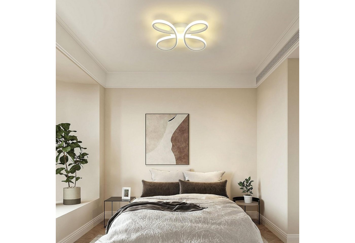 Riserva LED Deckenleuchte Moderne Blumen LED Deckenleuchte Weiß 30W Neutralweiß 4000K, LED wechselbar – Bild 3 von 5