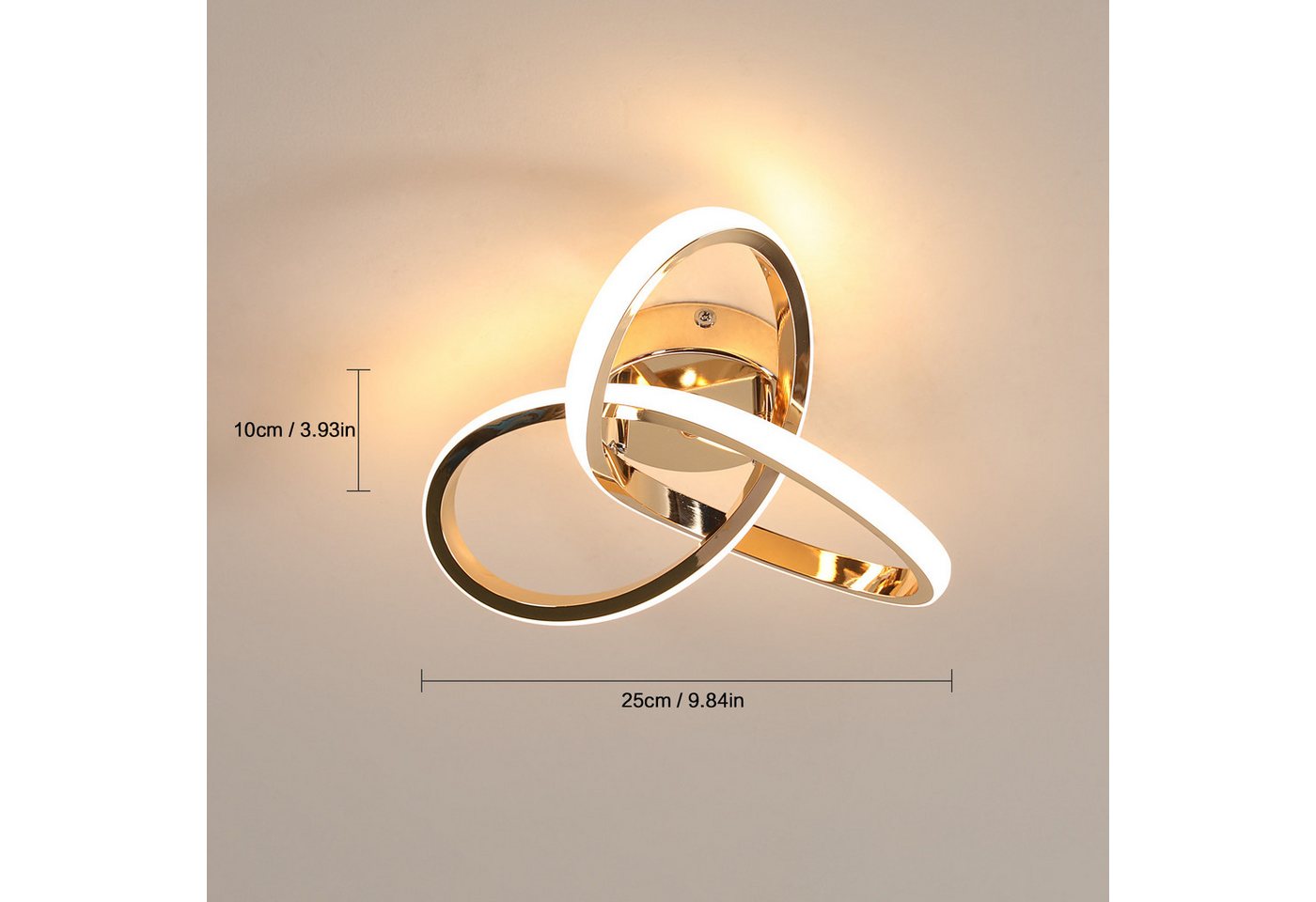 Riserva LED Deckenleuchte Moderne LED Deckenlampe Gold 22W, dimmbar 3 Farben, Acryl Rund – Bild 3 von 5