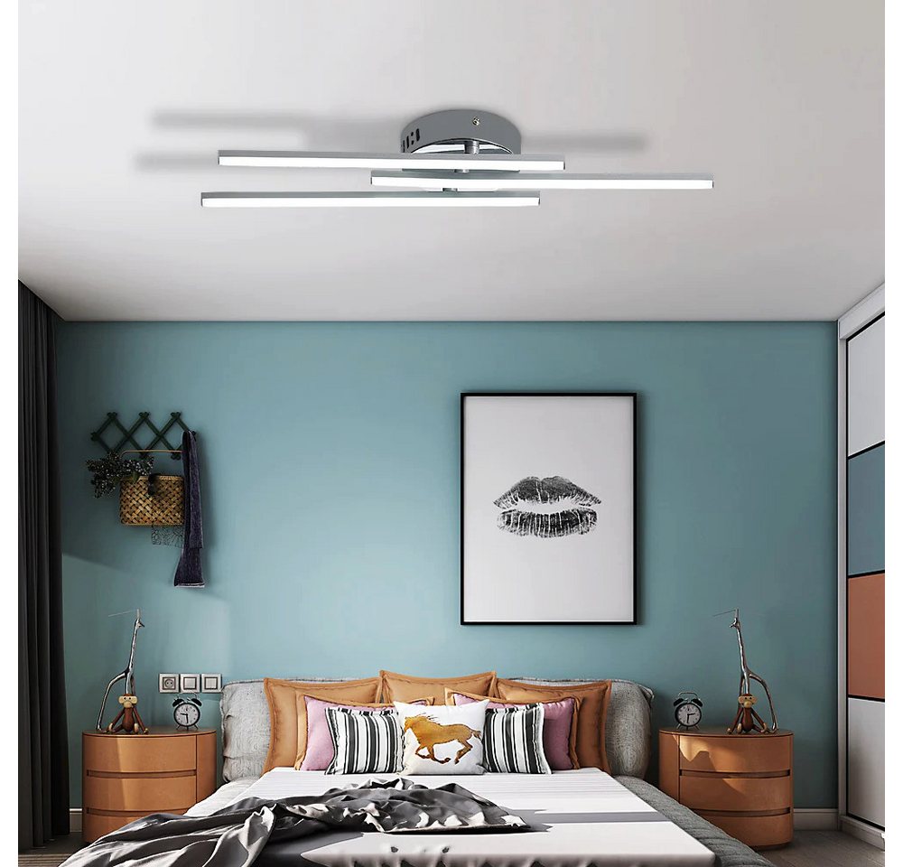 Riserva LED Deckenleuchte Moderne LED Deckenleuchte mit 3 Streifen Silber 18W 6000K Kaltweiß – Bild 2 von 5
