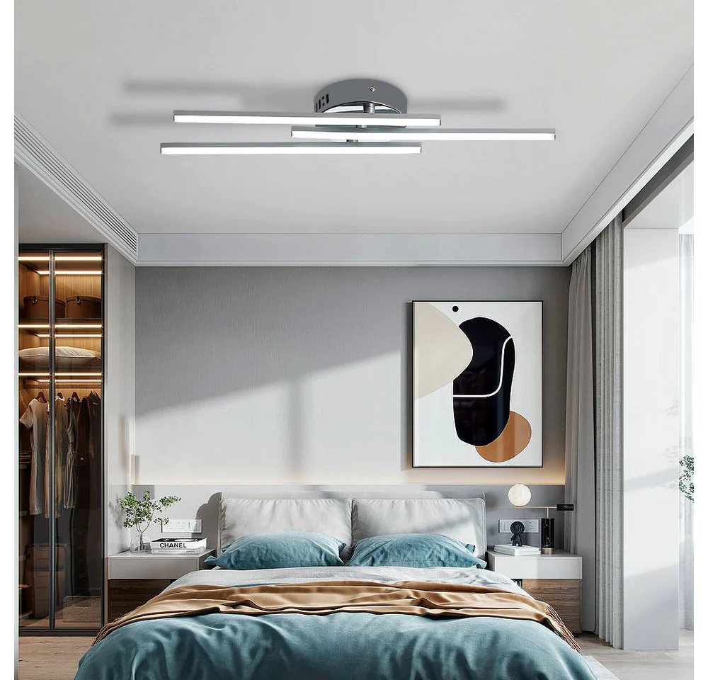 Riserva LED Deckenleuchte Moderne LED Deckenleuchte mit 3 Streifen Silber 18W 6000K Kaltweiß – Bild 3 von 5