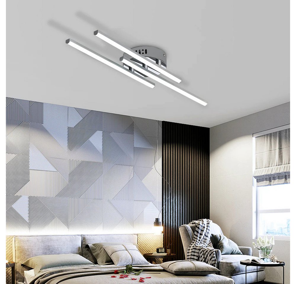 Riserva LED Deckenleuchte Moderne LED Deckenleuchte mit 3 Streifen Silber 18W 6000K Kaltweiß – Bild 4 von 5