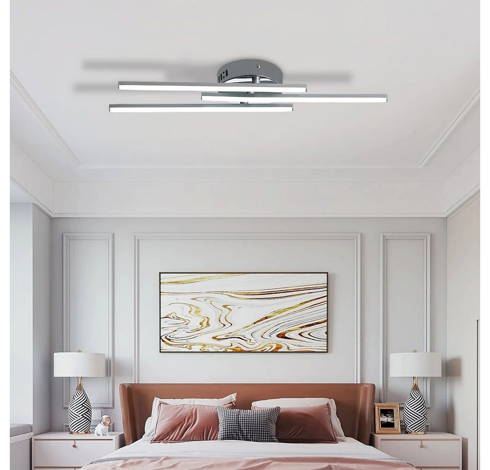 Riserva LED Deckenleuchte Moderne LED Deckenleuchte mit 3 Streifen Silber 18W 6000K Kaltweiß – Bild 5 von 5