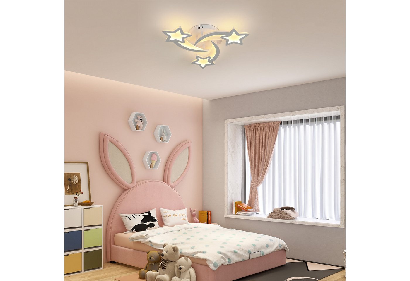 Riserva LED Deckenleuchte Schlafzimmer Deckenleuchte,dimmbares Licht,Sternschnuppen Dekoration, LED wechselbar – Bild 3 von 5