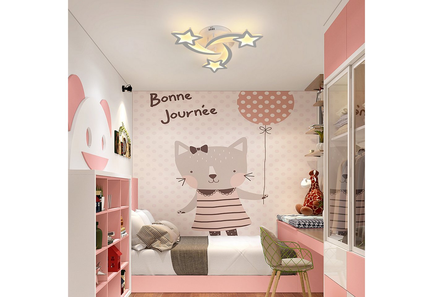 Riserva LED Deckenleuchte Schlafzimmer Deckenleuchte,dimmbares Licht,Sternschnuppen Dekoration, LED wechselbar – Bild 4 von 5