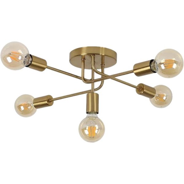 Riserva LED Deckenleuchte Schmiedeeiserne Deckenleuchte, goldene Dekoleuchte, E27, 5-flammig, LED wechselbar, Klassischer Stil, einfache Installation, ohne Leuc