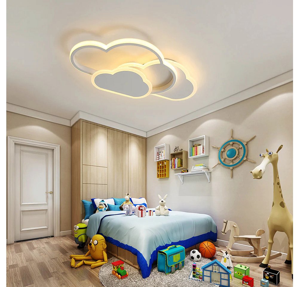 Riserva LED Deckenleuchte Wolken Design LED Deckenleuchte Weiß 32W Dimmbar mit Fernbedienung, LED wechselbar, Wohnzimmer-Deckenleuchte, LED-Deckenleuchte – Bild 2 von 5