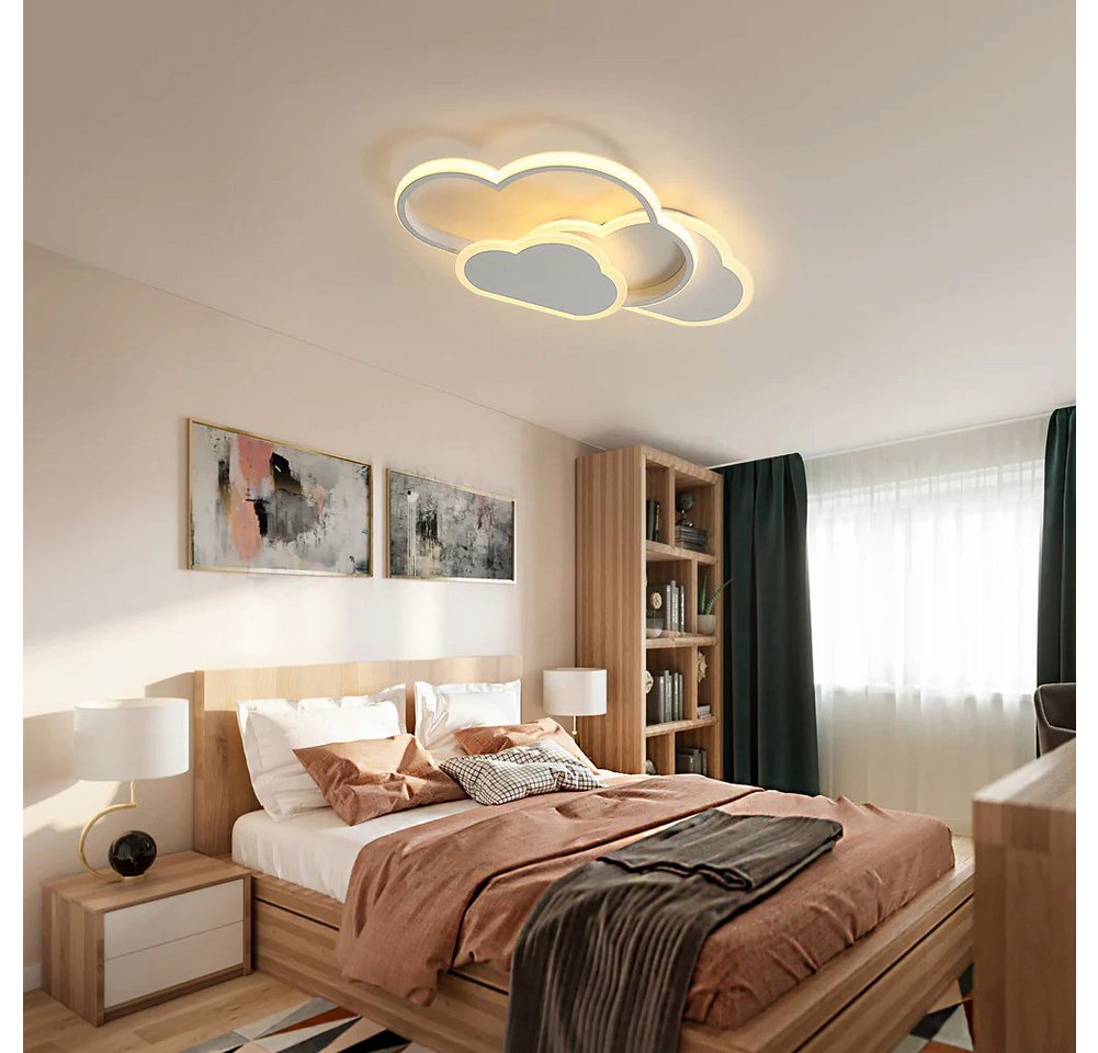 Riserva LED Deckenleuchte Wolken Design LED Deckenleuchte Weiß 32W Dimmbar mit Fernbedienung, LED wechselbar, Wohnzimmer-Deckenleuchte, LED-Deckenleuchte – Bild 5 von 5