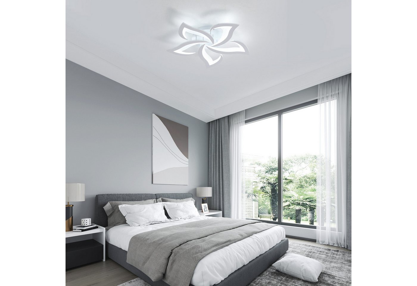 Riserva LED Dekolicht Acryl Deckenleuchte,Schwalbenschwanzform,5 Leuchtenköpfe,60W,6000K, LED wechselbar, Energiesparend und umweltfreundlich, einfach zu instal – Bild 4 von 5
