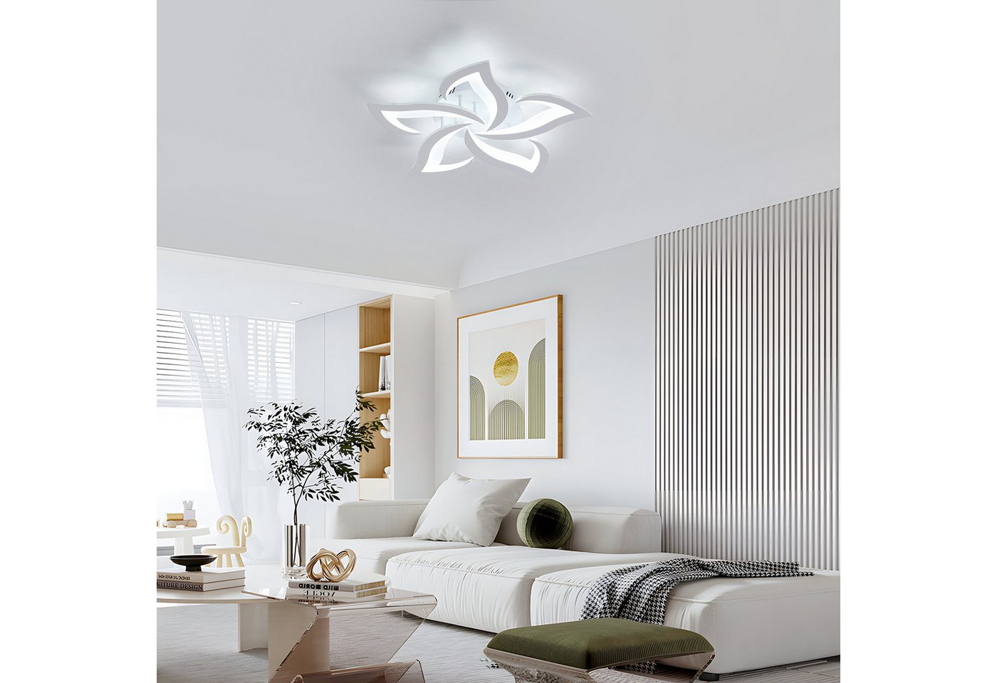 Riserva LED Dekolicht Acryl Deckenleuchte,Schwalbenschwanzform,5 Leuchtenköpfe,60W,6000K, LED wechselbar, Energiesparend und umweltfreundlich, einfach zu instal – Bild 5 von 5
