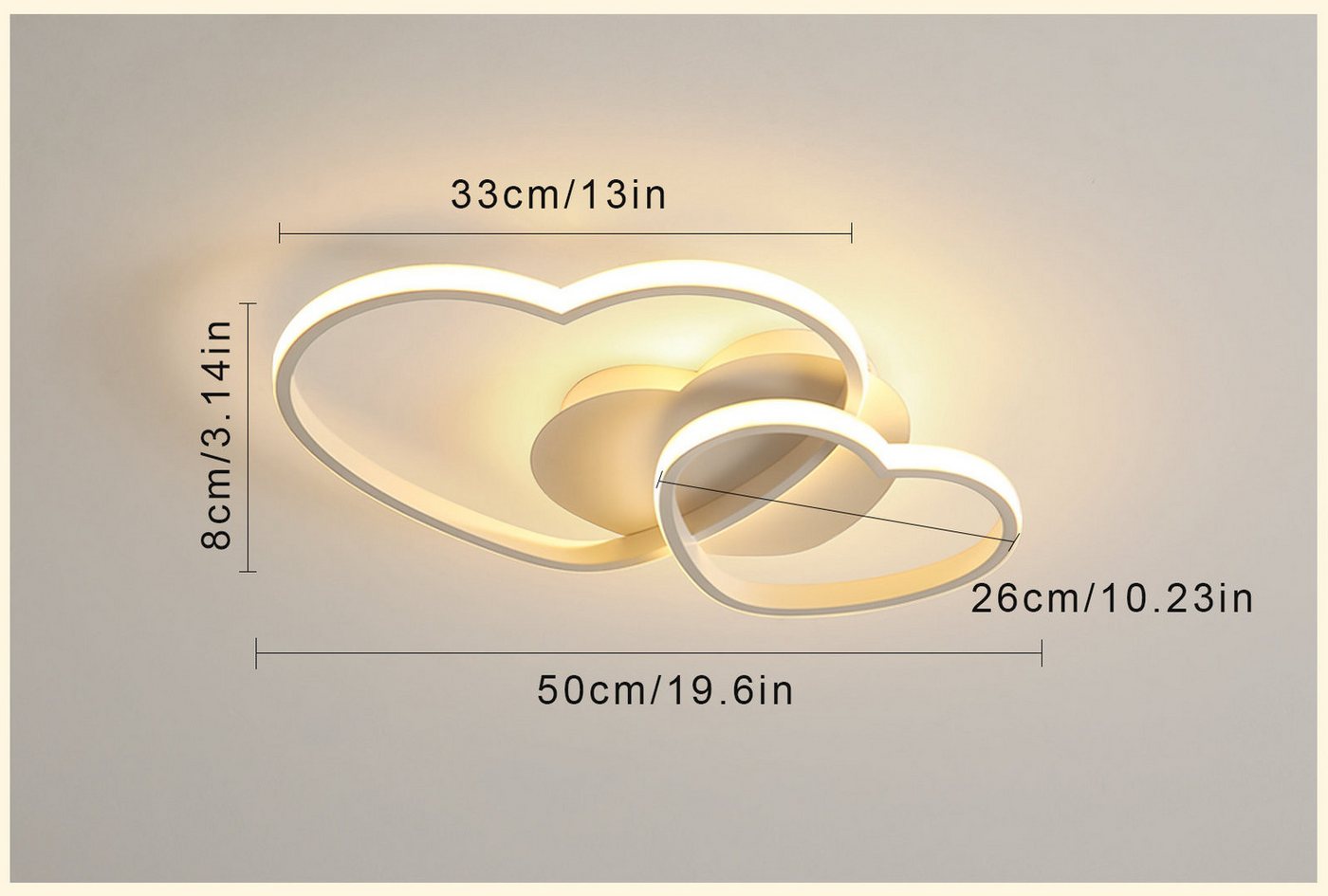 Riserva LED Dekolicht Deckenleuchte Herz, 3 Lichtfarben, für Schlafzimmer und Wohnzimmer, LED wechselbar, Einfach zu installieren, für Schlafzimmer, Café – Bild 2 von 5