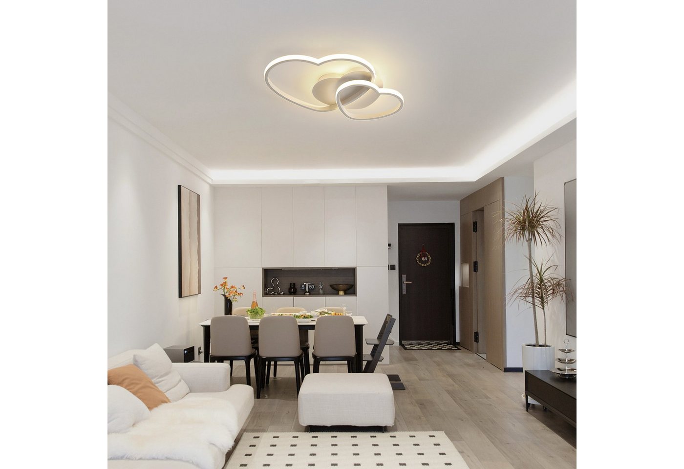 Riserva LED Dekolicht Deckenleuchte Herz, 3 Lichtfarben, für Schlafzimmer und Wohnzimmer, LED wechselbar, Einfach zu installieren, für Schlafzimmer, Café – Bild 4 von 5