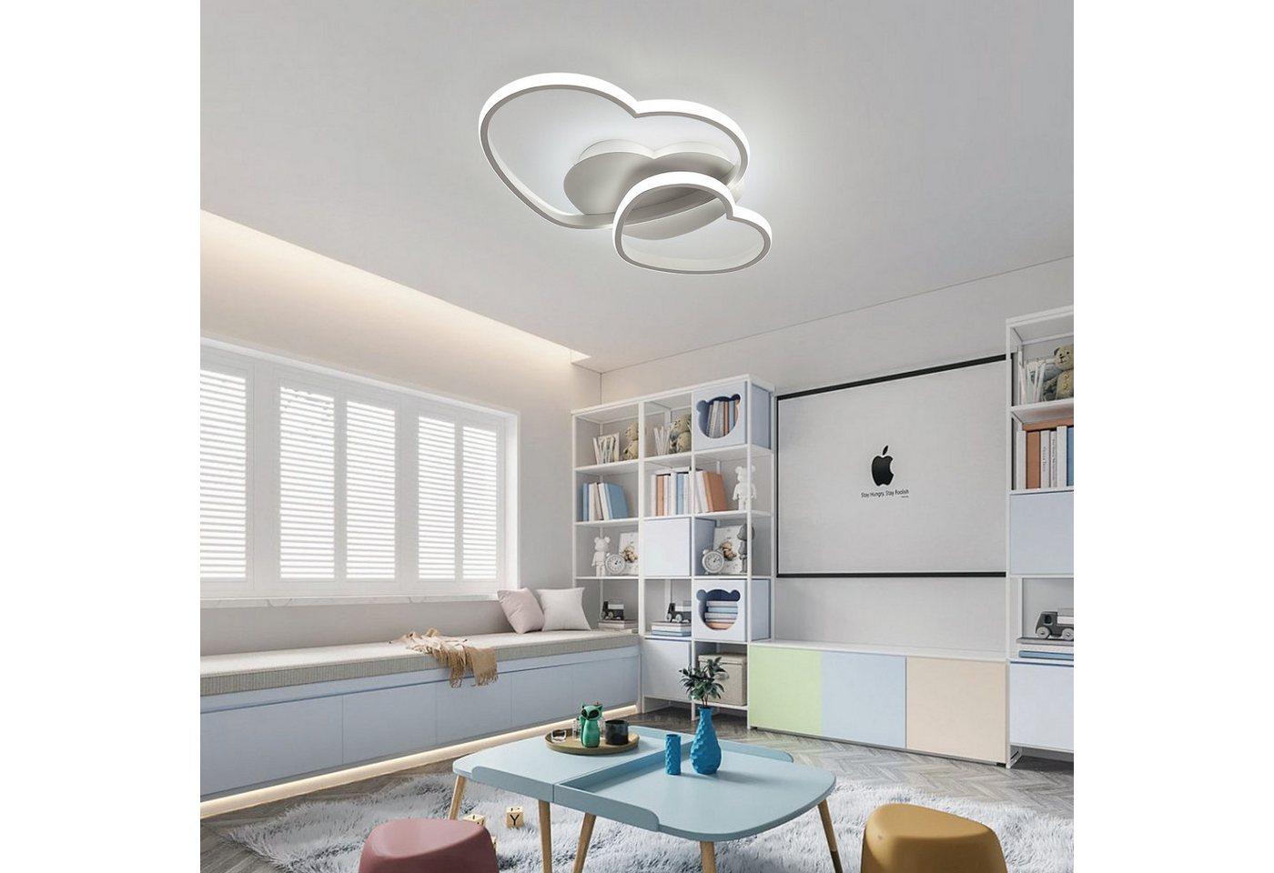 Riserva LED Dekolicht Deckenleuchte Herz, 3 Lichtfarben, für Schlafzimmer und Wohnzimmer, LED wechselbar, Einfach zu installieren, für Schlafzimmer, Café – Bild 5 von 5