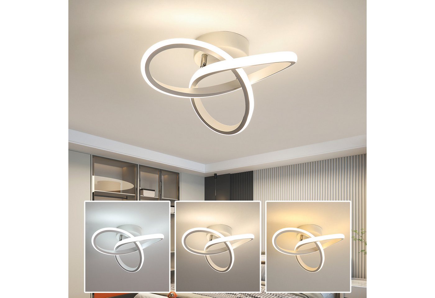 Riserva LED Dekolicht LED Deckenleuchte 20W Schwarz Kleeblatt 3 Lichtfarben Modern, LED wechselbar, Augenschonendes Design, für Schlafzimmer, Wohnzimmer, Büro – Bild 5 von 5
