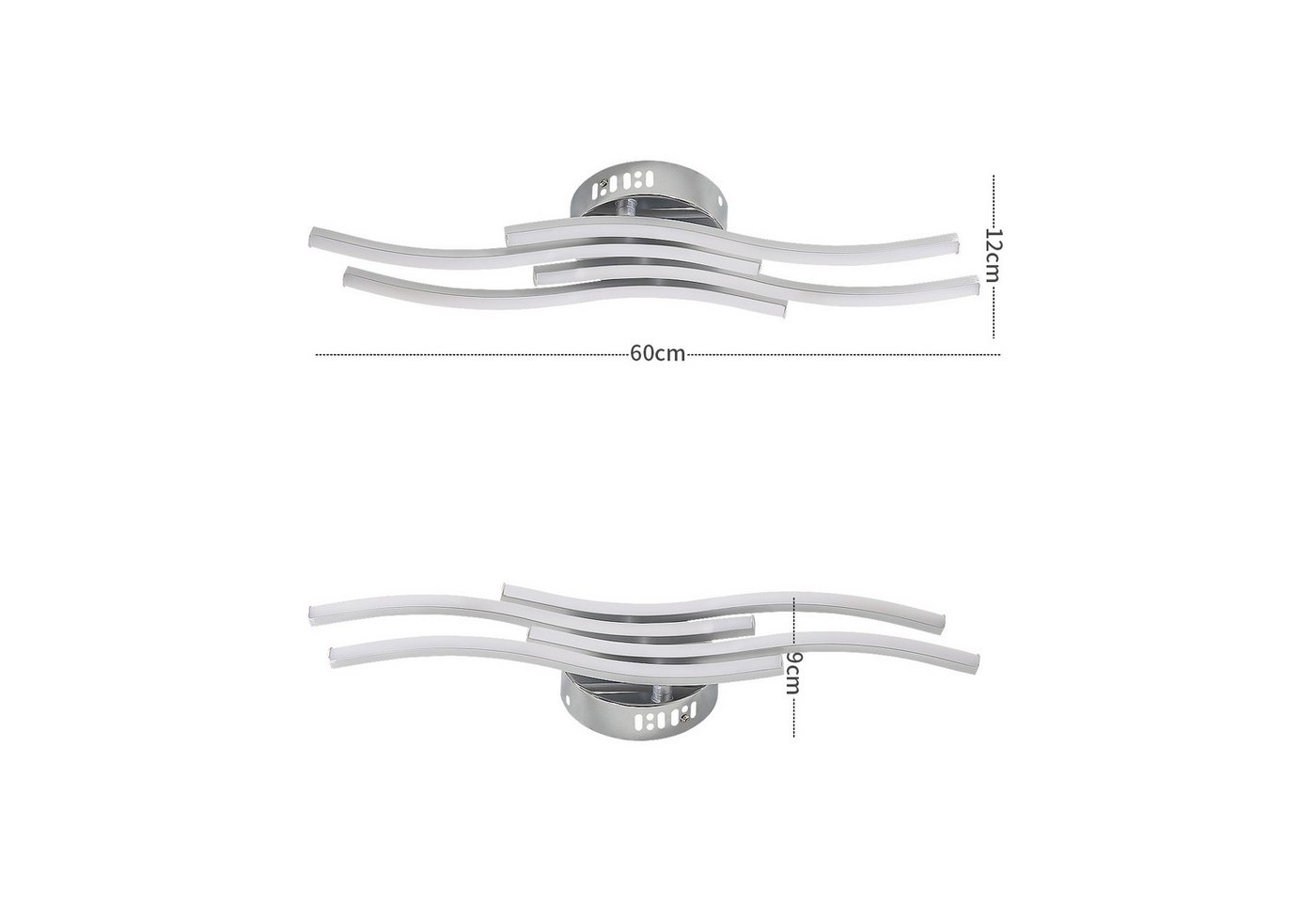 Riserva LED Dekolicht LED Deckenleuchte Silber 24W 4000K moderne Deckenlampe, LED wechselbar – Bild 2 von 5