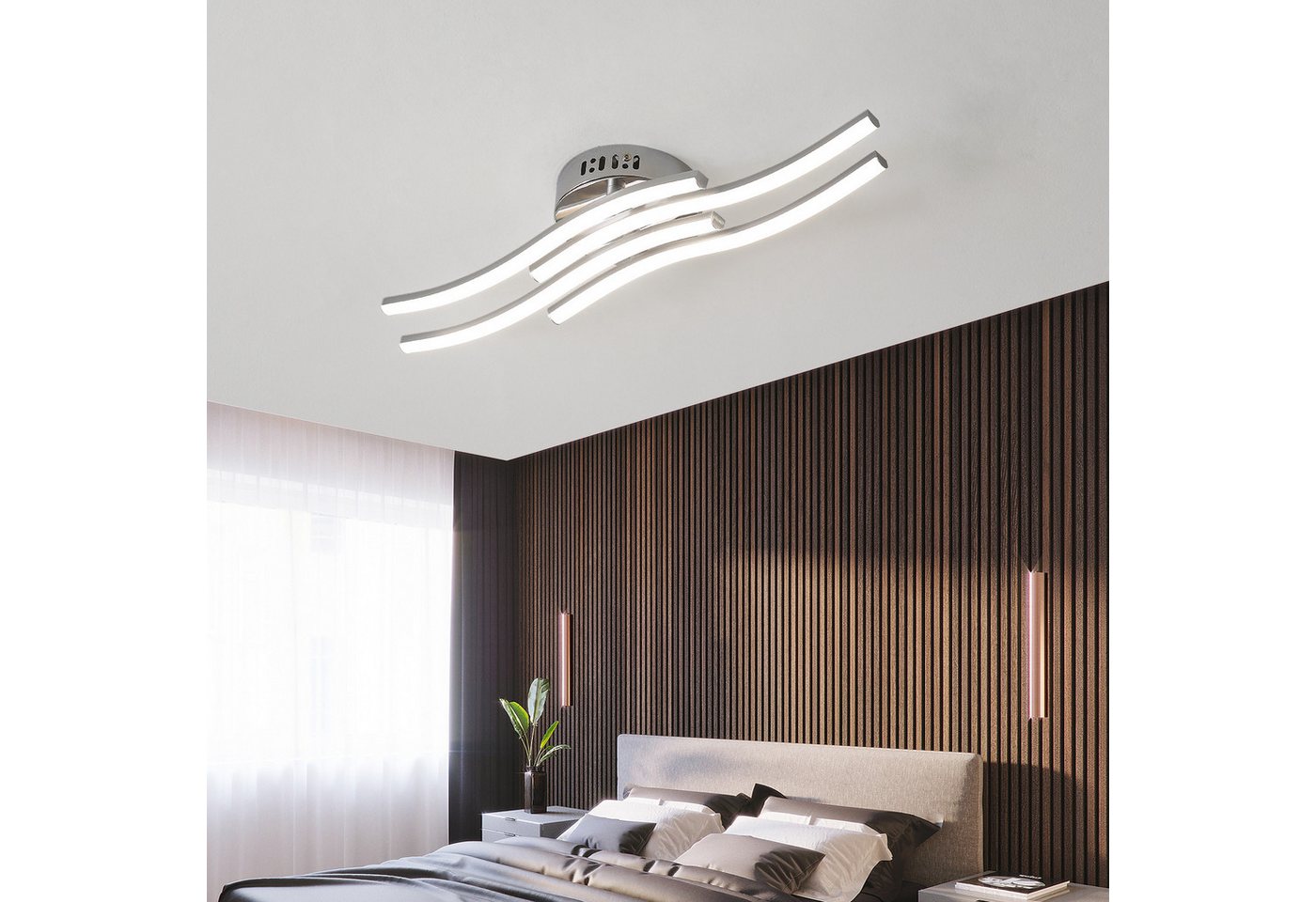 Riserva LED Dekolicht LED Deckenleuchte Silber 24W 4000K moderne Deckenlampe, LED wechselbar – Bild 3 von 5