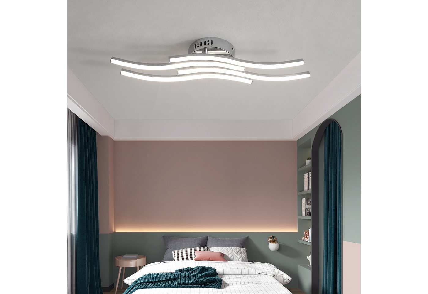 Riserva LED Dekolicht LED Deckenleuchte Silber 24W 4000K moderne Deckenlampe, LED wechselbar – Bild 4 von 5