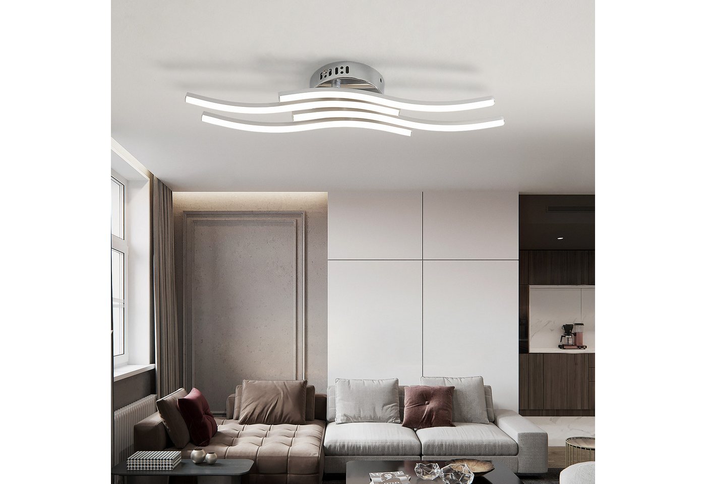 Riserva LED Dekolicht LED Deckenleuchte Silber 24W 4000K moderne Deckenlampe, LED wechselbar – Bild 5 von 5