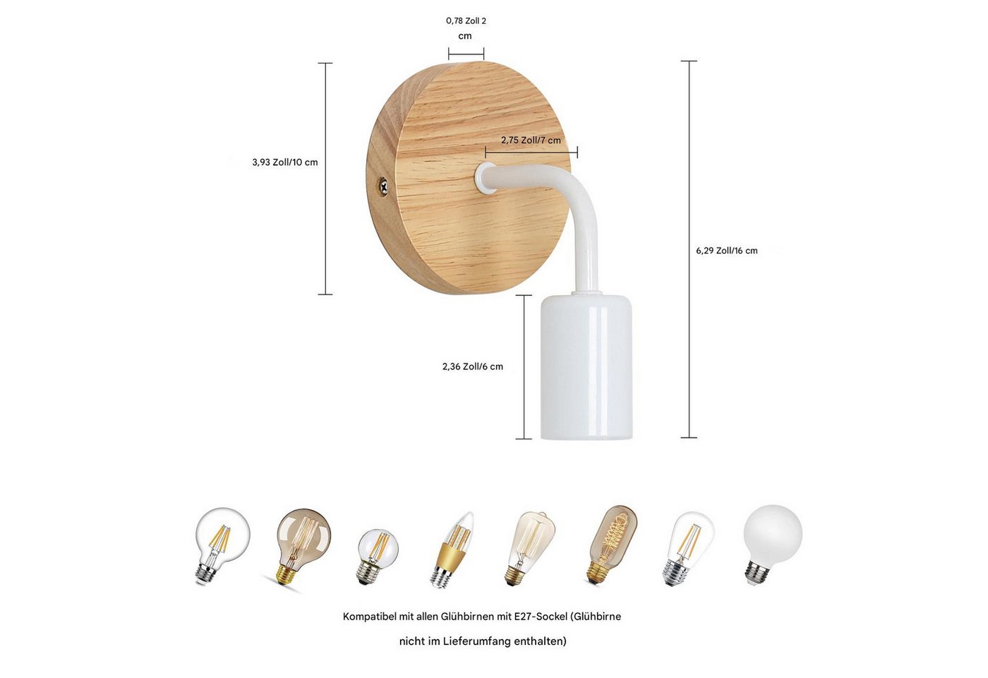 Riserva LED Wandleuchte Wandleuchte 2er Set E27 Schwarz Holz, Wandlampe Vintage, Vintage Industriestil,einfache Installation,klassisches Design – Bild 2 von 5
