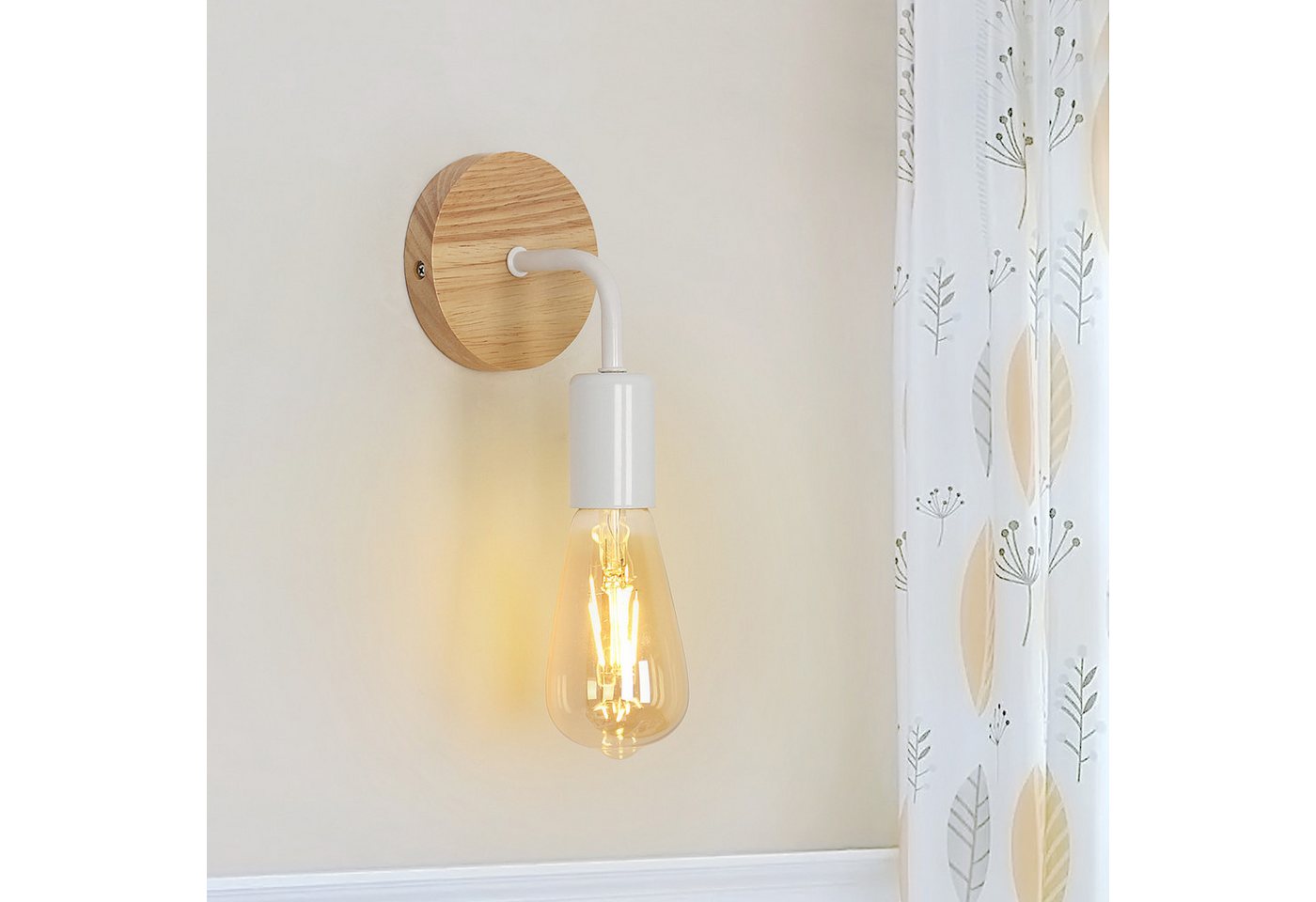 Riserva LED Wandleuchte Wandleuchte 2er Set E27 Schwarz Holz, Wandlampe Vintage, Vintage Industriestil,einfache Installation,klassisches Design – Bild 4 von 5