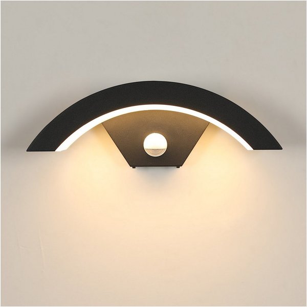 Riserva Wandleuchte LED Außenwandleuchte U-Form Schwarz 24W Sensor IP65