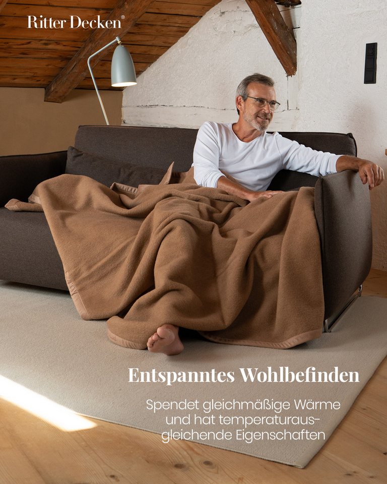 Wohndecke Extrafeine Kamelhaardecke Maharani aus 100% Kamelhaar, Ritter Decken, Wolldecke, 100% Baby-Kamelhaar, naturbelassen, weitere Größen & Farben – Bild 3 von 5